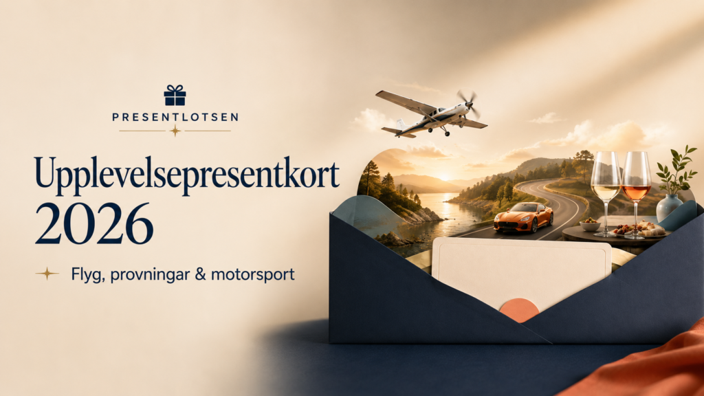 Upplevelsepresentkort 2026 med flyg, provning och motorsport